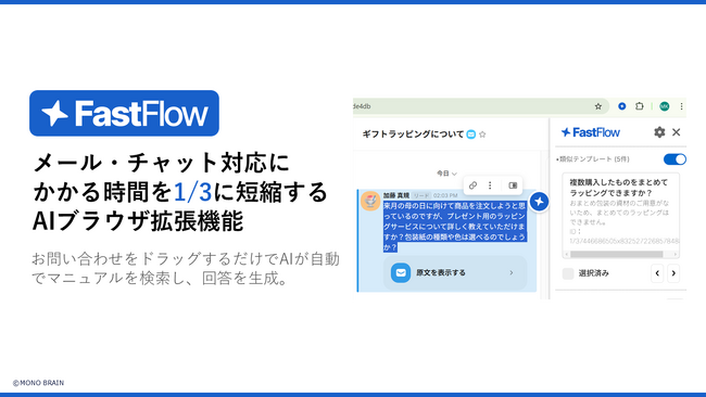 ECのメール・チャット対応にかかる時間を最大1/3に短縮するAIブラウザ拡張機能「FastFlow Assist」β版リリース