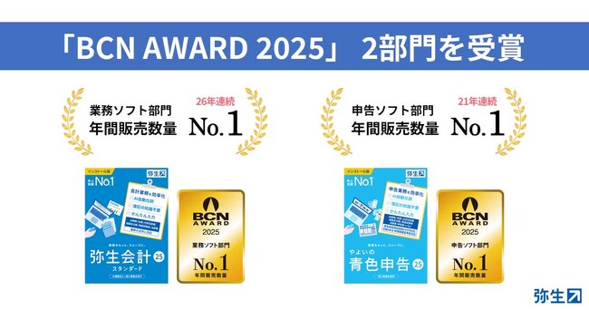 「BCN AWARD 2025」で、弥生シリーズが26年連続年間販売数量No.1を達成