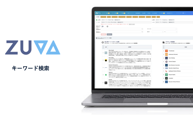 ZUVA、AI支援型スタートアップデータベース「ZUVA PRO」の日本語での縦横無尽な検索が可能に