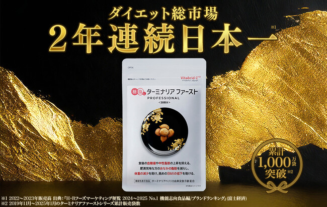 「ターミナリアファースト」がダイエット総市場で2年連続日本一を獲得！～累計1,000万袋突破～