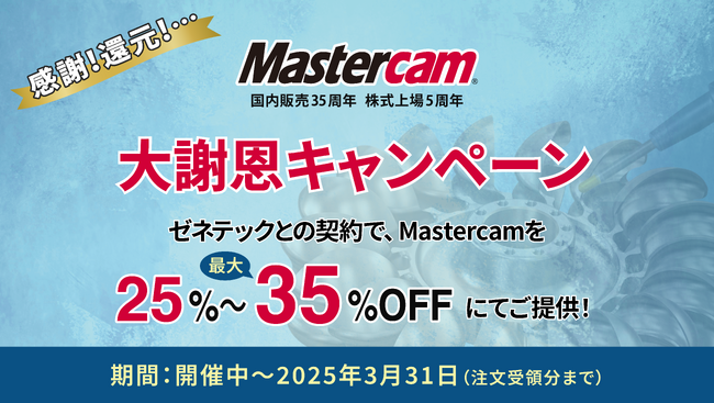 Mastercam国内販売35周年・株式上場5周年 大謝恩キャンペーンを実施