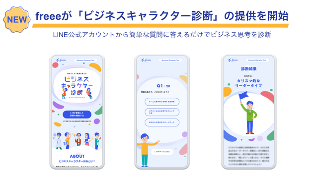 freee、LINE公式アカウントから簡単な質問に答えるだけでビジネス思考を診断　5分でできる「ビジネスキャラクター診断」の提供を開始