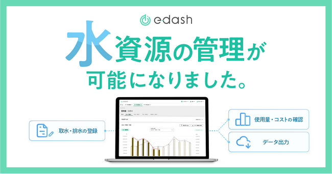 CO2排出量の可視化・削減プラットフォーム「e-dash」、水資源管理機能の提供を開始
