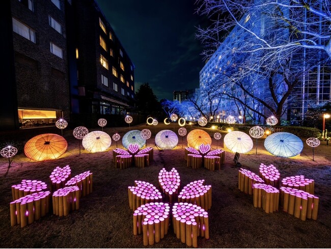 【高輪エリアのプリンスホテル】日本庭園に咲き誇る約210本もの桜と竹あかりが織りなす春の絶景 「桜の竹あかりライトアップ」を今年も開催