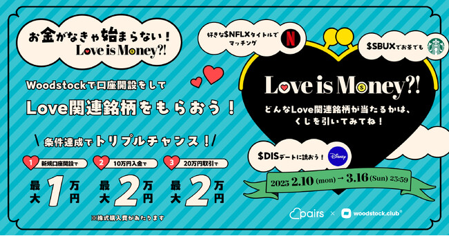 お金がなきゃ始まらない。Love is Money?! Love関連銘柄をもらおう！キャンペーン開始