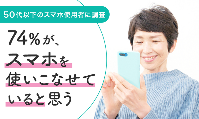【50代以下のスマホ使用者に調査】74％が、スマホを使いこなせていると思う