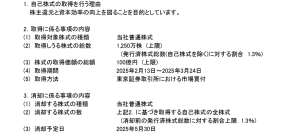 自己株式取得に関するお知らせ