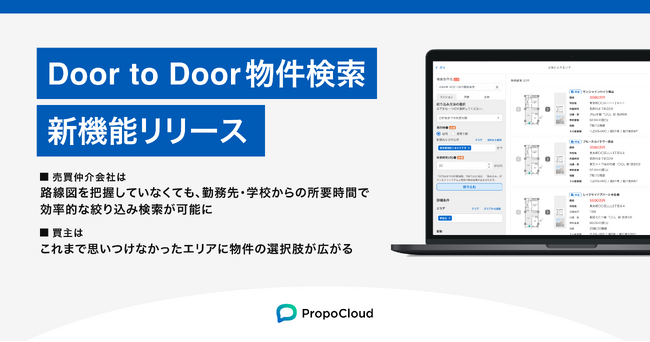 プロポクラウド、「Door to Door物件検索」機能を提供開始
