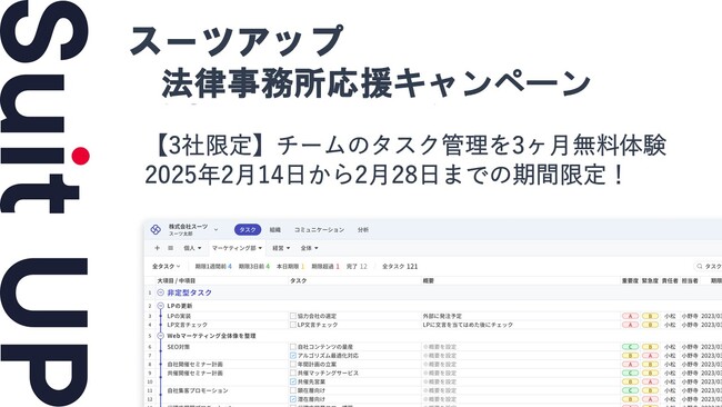 経営支援クラウド「Suit UP」(スーツアップ)、法律事務所応援キャンペーン
