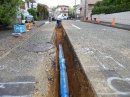 市内水道管の工事現場 新設管設置 市内水道管の工事現場 新設管設置