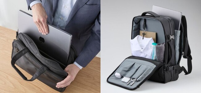 仕事で必要なものをしっかり収納できる。多彩なポケット付きで、荷物の整理が簡単に！通勤・出張で活躍するビジネスバッグ 5タイプを新発売