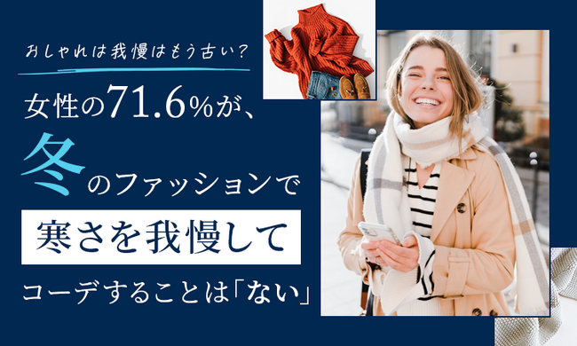 【おしゃれは我慢はもう古い？】女性の71.6％が、冬のファッションで寒さを我慢してコーデすることは「ない」