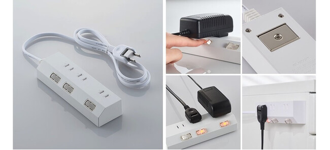 機器の電源ON/OFFを個別に管理して節電！強力磁石付きモデルも選べる、個別スイッチ付き3個口電源タップ 2モデルを新発売