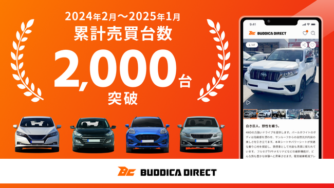 セイビー出資のバディカダイレクト 設立より1年で累計売買台数2,000台突破のお知らせ