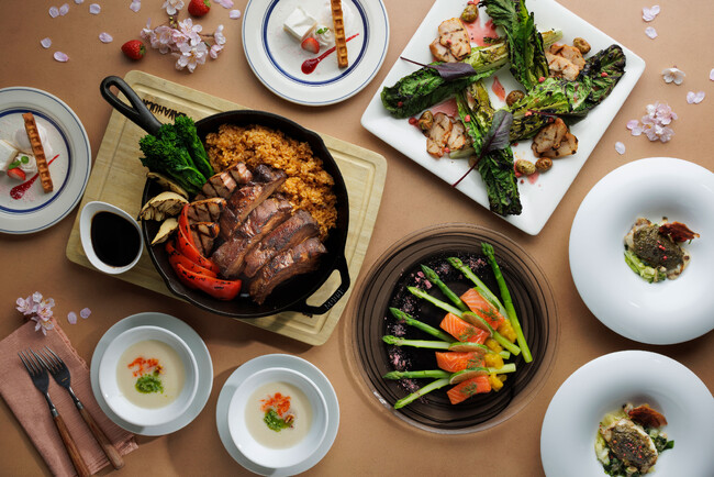 【コートヤード・バイ・マリオット 東京ステーション】溶岩石のグリルで焼き上げた春の海の幸・山の幸を味わう春のディナーコース「Spring Breathing」を発売