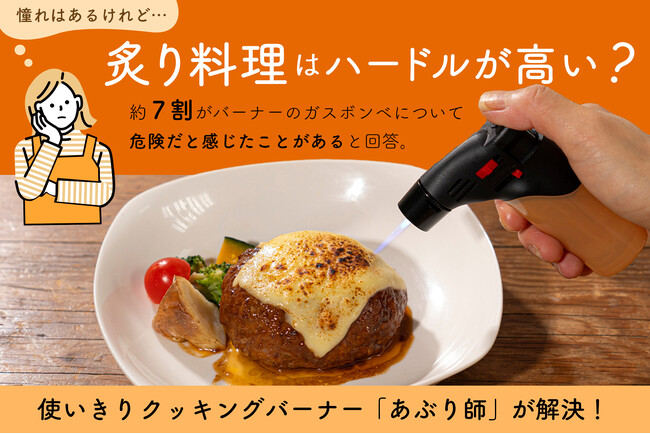 炙り料理はハードルが高い？約7割が危険を感じた経験あり。ガスバーナー使用実態調査の結果を公開