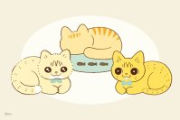 漫画家 類が描く「茶トラのやっちゃんとちーちゃん」と猫イヤホンがコラボ！「ラディウスのNEKO」と並べて飾れるアクリルスタンドを限定500名様にプレゼント！
