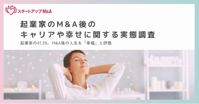 【起業家のM&A後のキャリアや幸せに関する実態調査】起業家の47.3%、M&A後の人生を「幸福」と評価