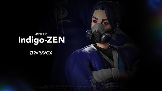 ハイスピードシューター「PARAVOX」次期シーズンで登場する新フルボディスキン「Indigo-ZEN」のビジュアルを公開。