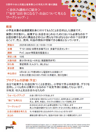 ひの市民大学「“好き”は仕事になる?お金について考えるワークショップ」