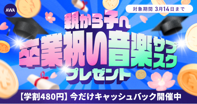 【親から子へ!卒業祝い音楽サブスクプレゼントキャンペーン】