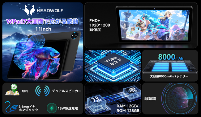 【期間限定14,999円】Headwolf WPad7登場！11インチ大画面×Android 15搭載、4GLTE、8000mAhバッテリー、急速充電対応、大画面＆最新OSで圧倒的没入感を体験しよう！