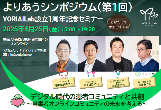 当事者オンラインコミュニティの価値、課題、そして未来像をテーマに第1回「よりあうシンポジウム」を法人設立1周年に合わせ開催 