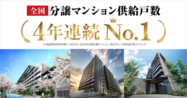「2024年 全国分譲マンション 売主グループ別供給戸数ランキング」4年連続No.1を獲得！
