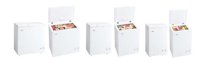 ハイアール、大物や大量の食品の長期保存に適した 200L、142L、100Lの上開き式冷凍庫を4月1日から発売