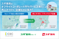 スギホールディングスとクリーンエナジーコネクトがスギ薬局の電力を再エネ100％とするオフサイトコーポレートPPAサービスの導入を拡大
