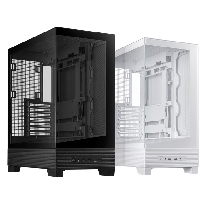 ASUS ボトムに機能性と美しさを兼ね備えた8度のゴールデンアングルを採用したピラーレスPCケース「ASUS A31 Case」ブラックとホワイトの2色を発表