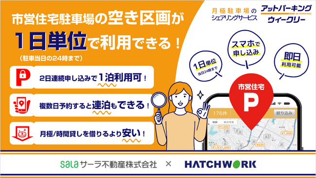 サーラ不動産、浜松市の市営住宅駐車場の一部を短期貸し出し開始
