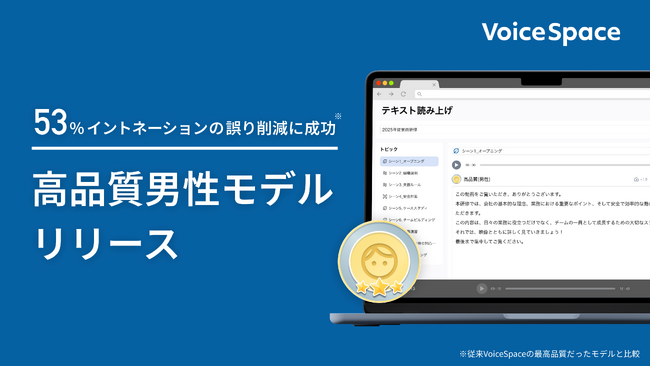 総合音声AIサービス「Voice Space」日本語の読み上げ精度を53%改善した最高品質のモデルをリリース。