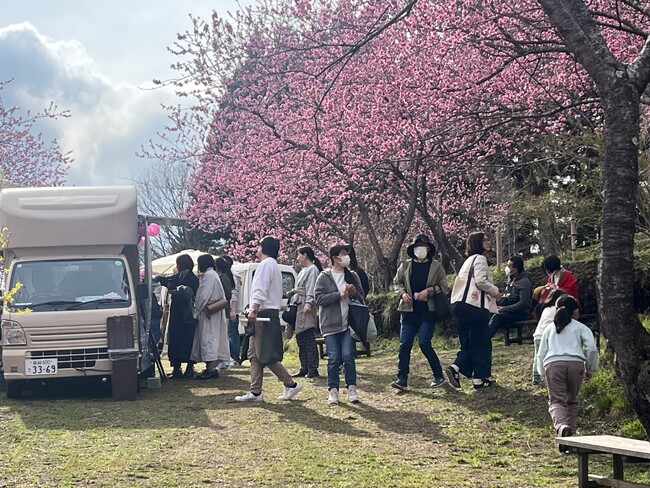 移住希望者ランキング１位の群馬県にて、地域の人の活躍を後押し！町営庭園「中之条ガーデンズ」のオープン５周年記念イベントを４月12日(土)、13日(日)開催。咲き誇る花桃の丘にて。