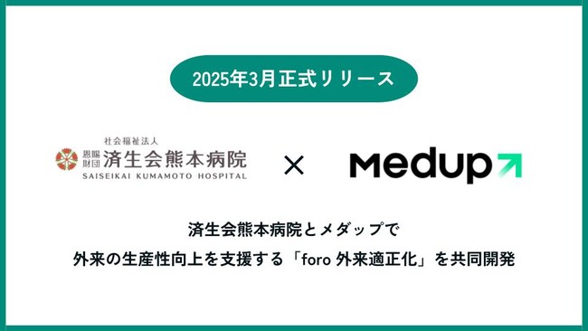 メダップ、「foro 外来適正化」を済生会熊本病院と共同開発