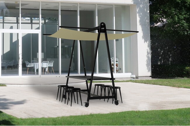【新製品】多様なシーンで“開かれたコミュニケーション”をサポートする日除け付き屋外用テーブル「MeetBooth」 4月1日(火)発売