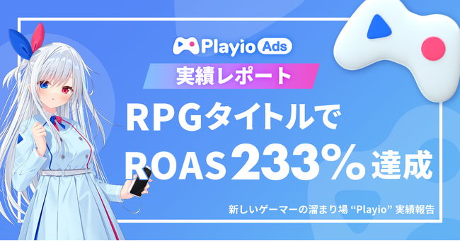 【ROAS 233%】運用型ゲーム広告「Playio Ads」の実施事例を紹介。RPGゲームでの導入後セッション数＆プレイ時間、大幅増加！