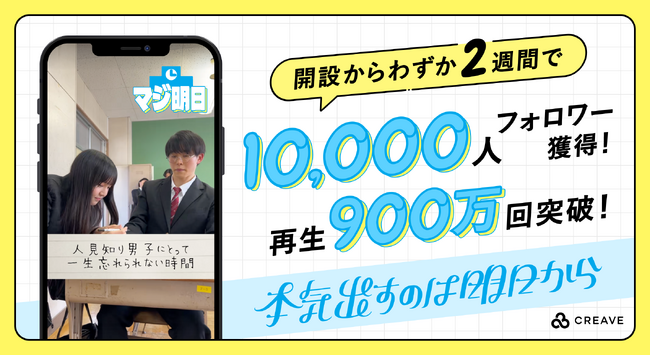 株式会社CREAVEが手掛ける、新感覚バーチャルショートドラマアカウント“本気出すのは明日から。”が、2週間で10,000フォロワー突破！