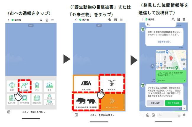 野生動物・外来生物のLINE通報を開始