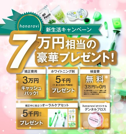 マウスピース歯科矯正hanaravi(ハナラビ)、新生活キャンペーンを開始