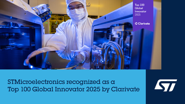 STマイクロエレクトロニクス、「Top 100 Global Innovators 2025」に7度目の選出