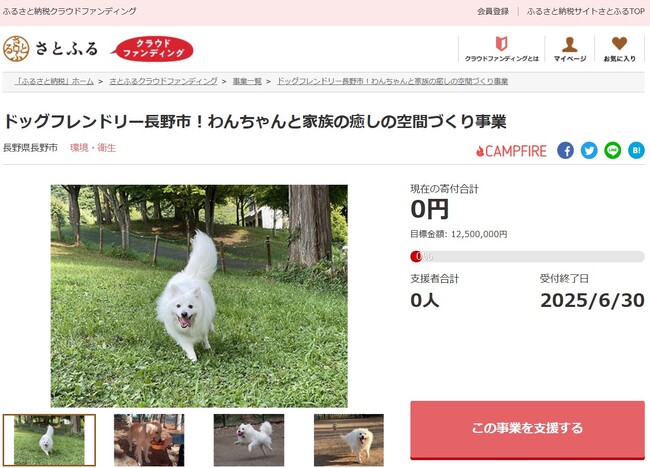 長野県長野市とさとふる、北信最大級のドッグランを整備するため寄付受け付けを開始