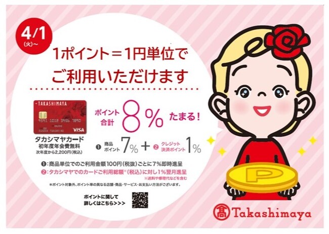 【高島屋】タカシマヤ各種カードのポイントが1ポイント=1円単位で使えるようになりました