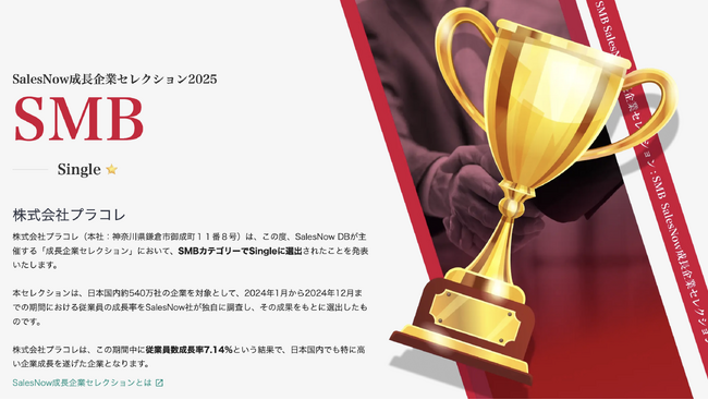 冒険社プラコレ「成長企業セレクション2025」としてSalesNow社から評価バッジを獲得