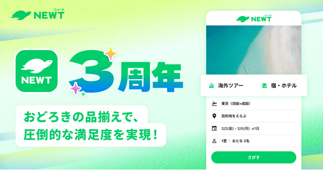 旅行アプリ『NEWT（ニュート）』、絶好調の3周年