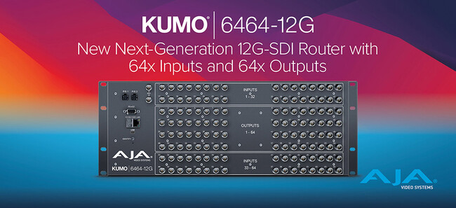 AJA社、NAB 2025に先立ち最新の12G-SDIルーター「KUMO 6464-12G」を発表