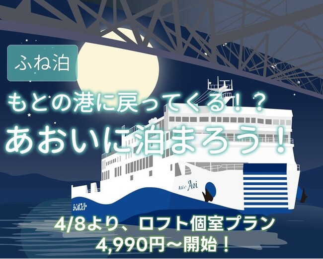 フェリーに泊まる！？大人気「ふね泊」がさらにお得に！！ロフト個室プラン4990円～登場！|ジャンボフェリー