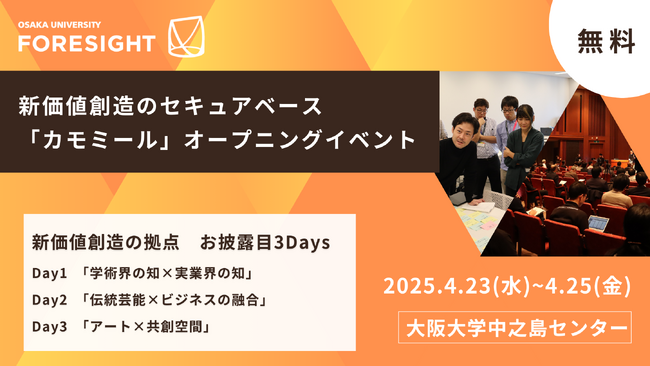 【無料イベント開催】 学術×アート×ビジネスのイノベーター集う！大阪大学フォーサイトの共創空間が、大阪大学発祥の地に誕生。記念イベントは、学び、対話し、つながり合う３日間