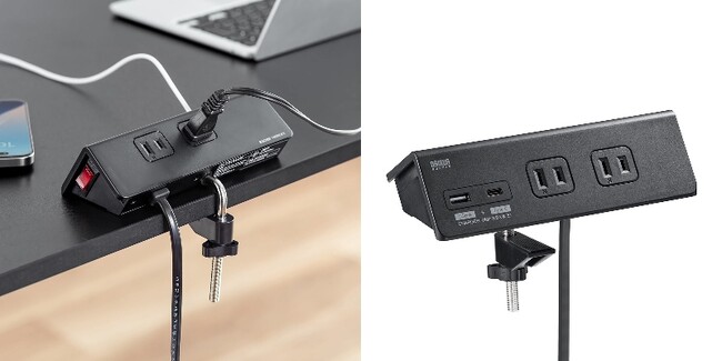 デスクに固定できる！Type-C＆USB-A搭載、昇降デスクにも最適な電源タップを4月9日に発売