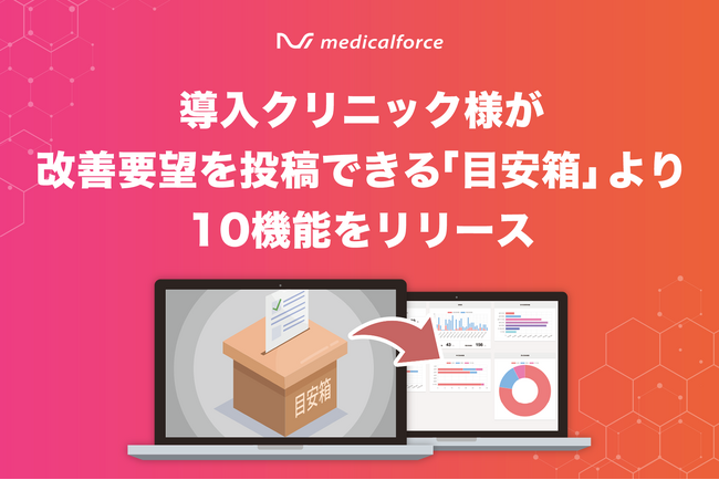 クリニック向けオールインワンSaaS「medicalforce」、お客様が要望を投稿できる「目安箱」機能をリリース&10機能をアップデート